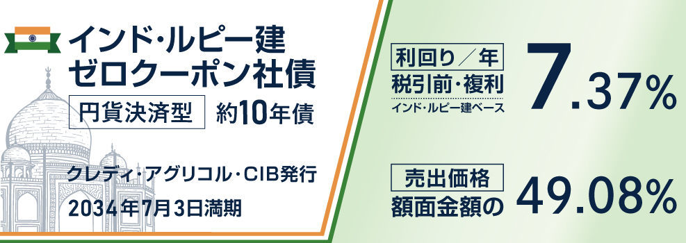 インド・ルピー建ゼロクーポン債(利回り/年 7.1%)(利率/年 0%)